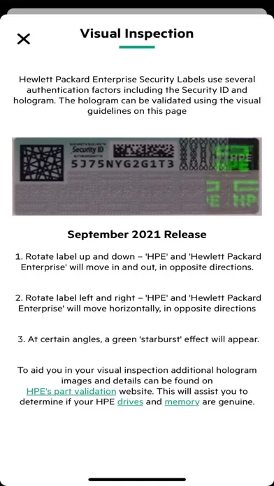 HPE Parts Validation应用截图