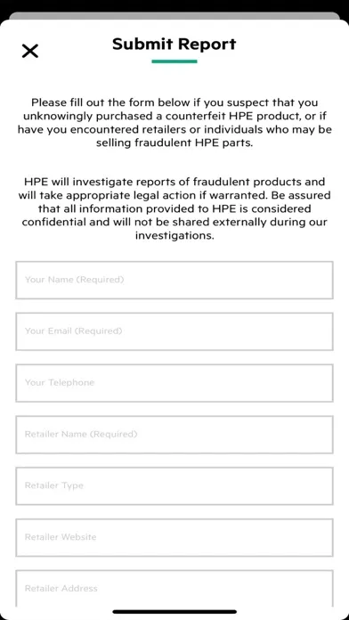 HPE Parts Validation应用截图