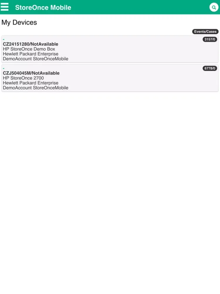 HPE StoreOnce Mobile iPad  Ekran Görüntüleri
