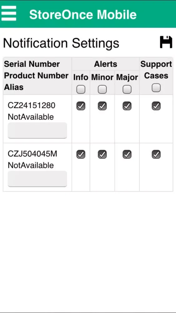 HPE StoreOnce Mobile Ekran Görüntüleri