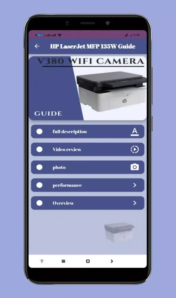 Capturas de tela do HP LaserJet MFP 135W Guide