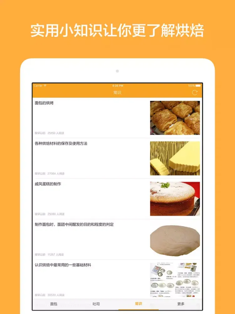 Capturas de tela do 面包食谱 - 面包吐司花样做法,入门烘焙常识,甜品食谱大全 iPad 