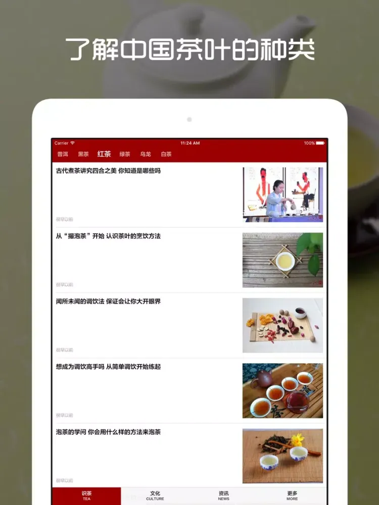 品茶 - 茶叶百科,中国茶文化,冲泡技巧 iPad 应用截图