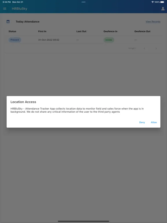 HRBluSky - Attendance Tracker iPad  Screenshots