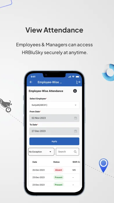 HRBluSky - Attendance Tracker Screenshots