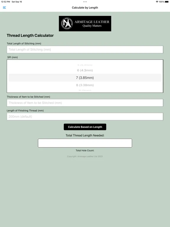 Screenshot di Thread Length Calculator iPad 