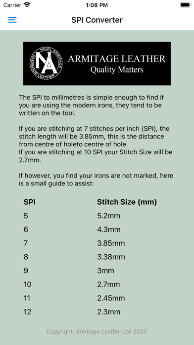 Tangkapan skrin Thread Length Calculator