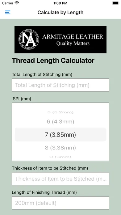 Screenshot di Thread Length Calculator