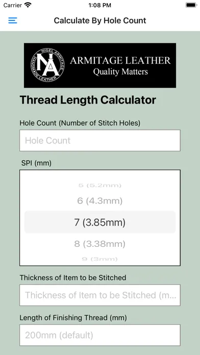 Screenshot di Thread Length Calculator