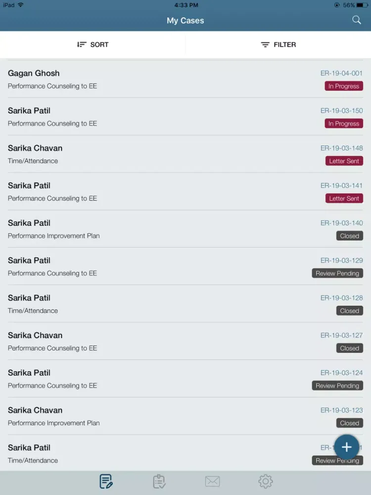 Ảnh chụp màn hình của HR Acuity Manager Portal iPad 