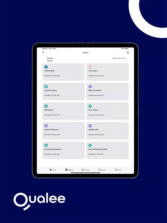 ภาพหน้าจอของ QUALEE onboarding & engagement iPad 