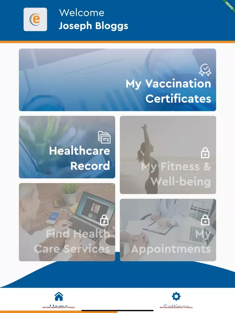 Screenshot di eHealthPass iPad 