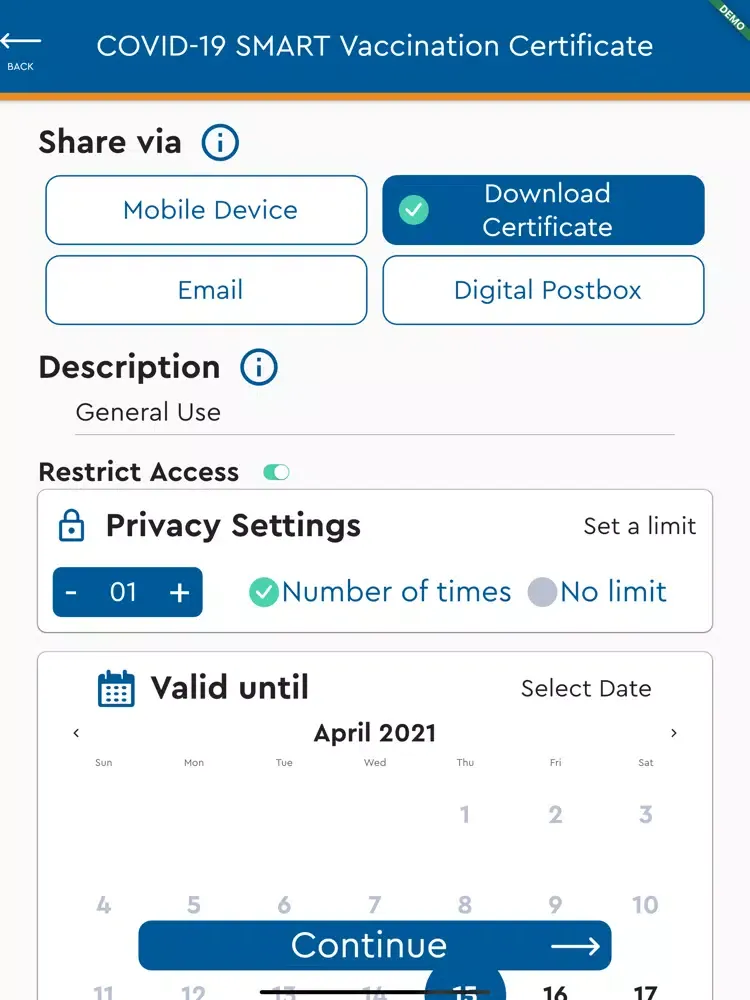 Screenshot di eHealthPass iPad 