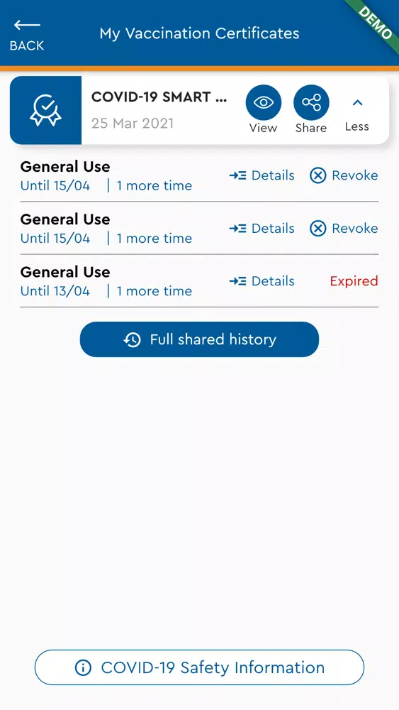 Zrzuty ekranu eHealthPass