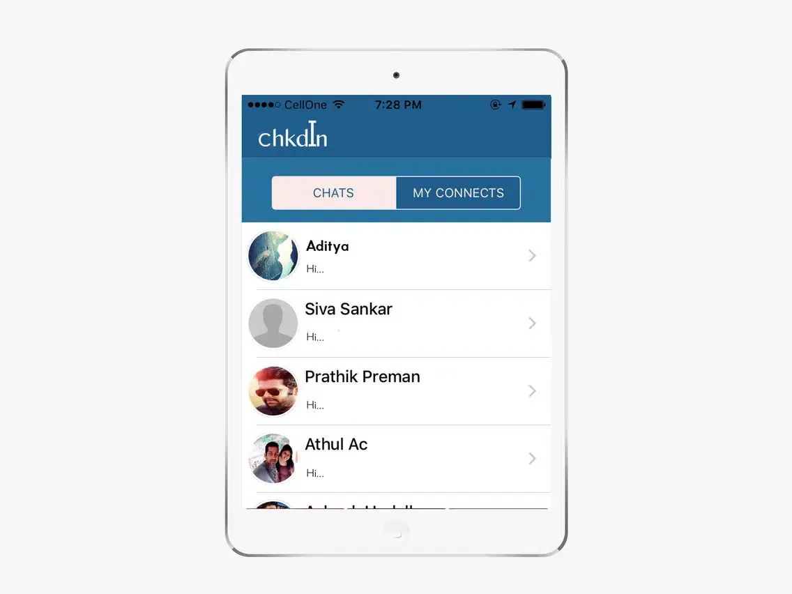 Ảnh chụp màn hình của ChkdIn iPad 