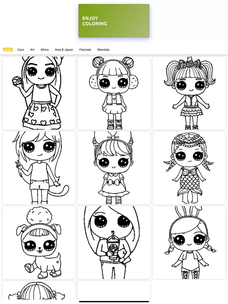 Capturas de tela do dolls coloring book app iPad 
