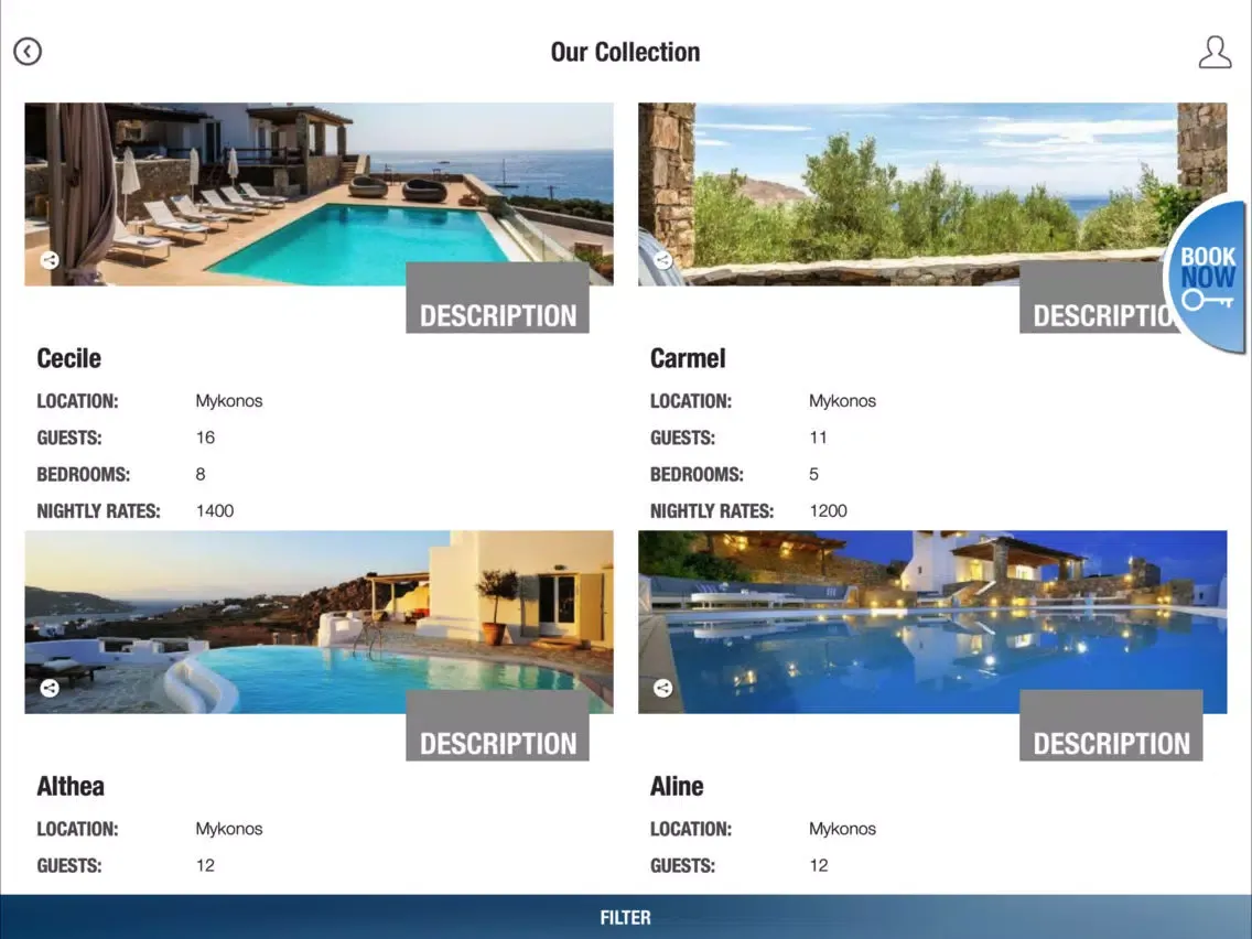 Blue Villas Collection Mykonos Santorini iPad  Ekran Görüntüleri