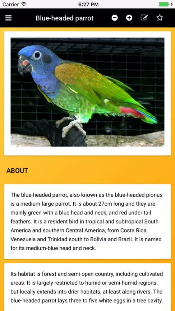 Parrot Species Bible Screenshots