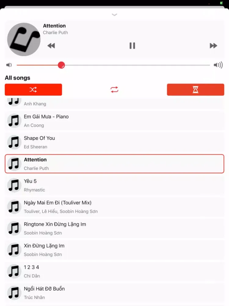 ภาพหน้าจอของ Musik Player iPad 