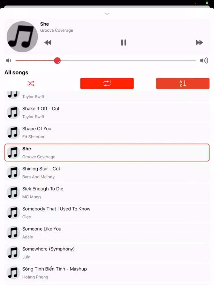 ภาพหน้าจอของ Musik Player iPad 