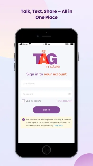 TAG Mobile Wireless Screenshots
