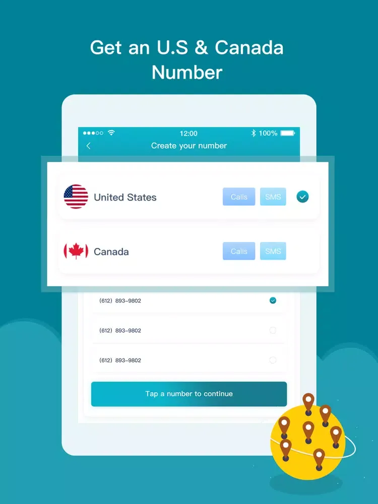 Phone number line : Text+Call iPad  Screenshots