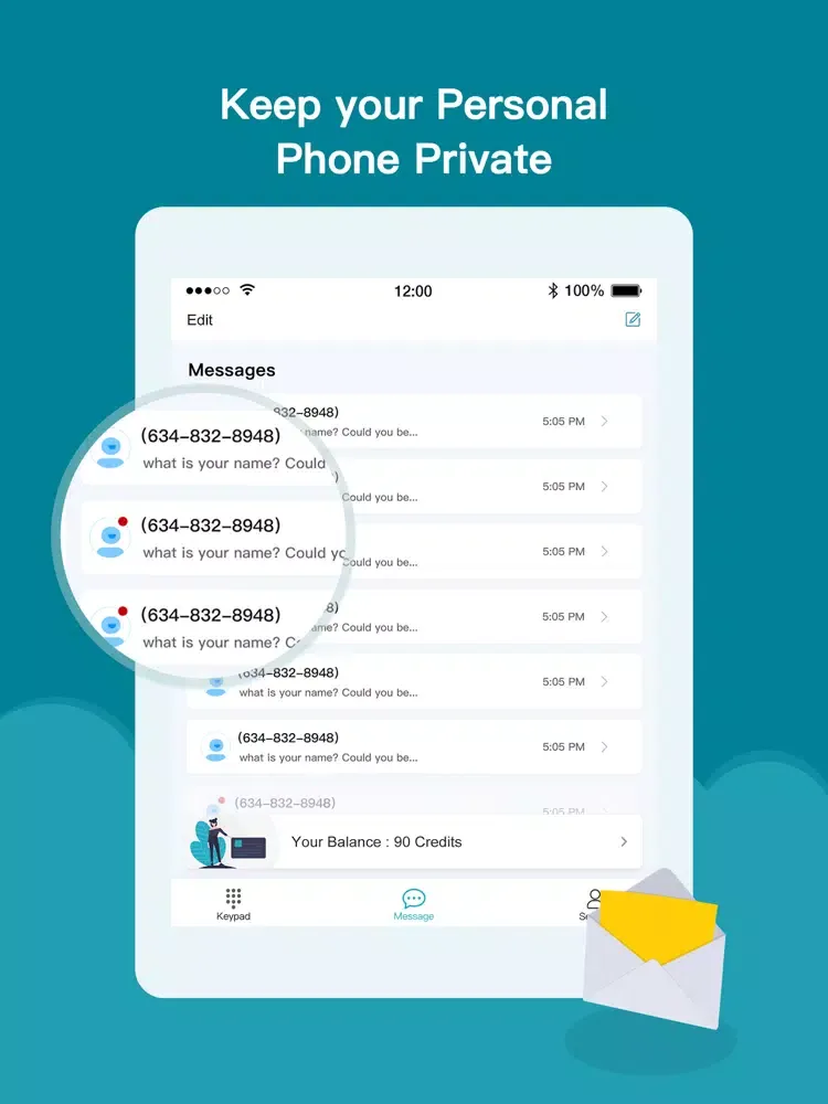 Phone number line : Text+Call iPad  Screenshots