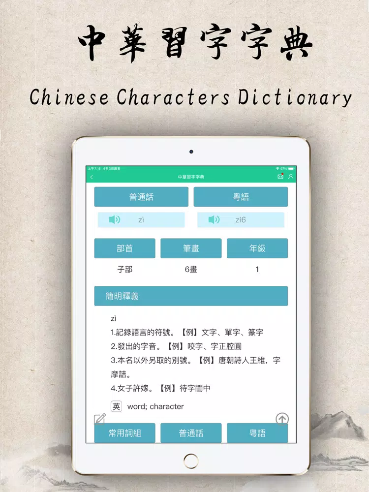 Chinese Characters Dictionary iPad 应用截图