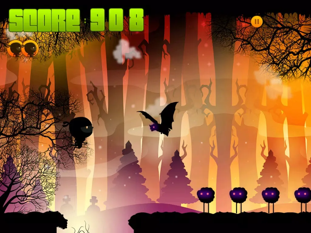 Capturas de pantalla de Halloween Ninja Run: Trick or Treat Dash through Sleepy Hollow With Vampire Bats and Pumpkins iPad 