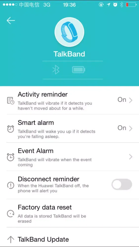 Capturas de pantalla de Huawei TalkBand B1
