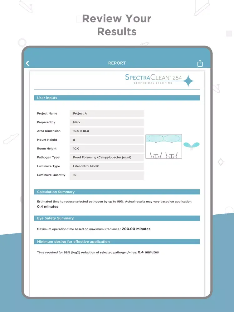 ภาพหน้าจอของ SpectraClean Estimator iPad 