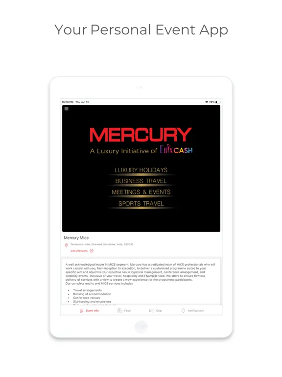 Ảnh chụp màn hình của Mercury MICE iPad 