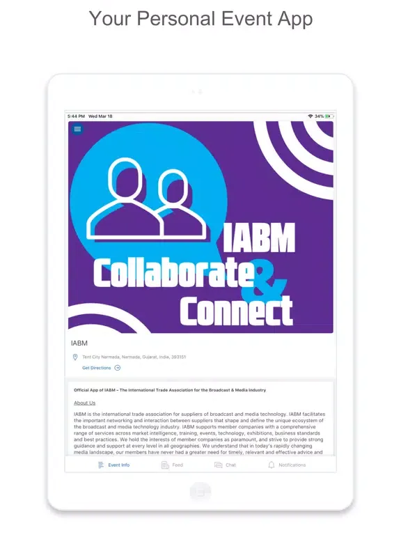 IABM COLLABORATE & CONNECT iPad  Screenshots