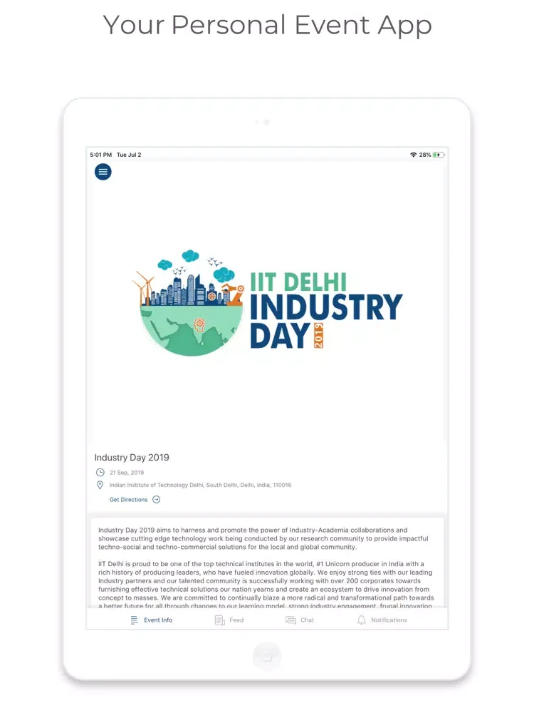 Tangkapan layar IIT Delhi Industry Day 2019 iPad 