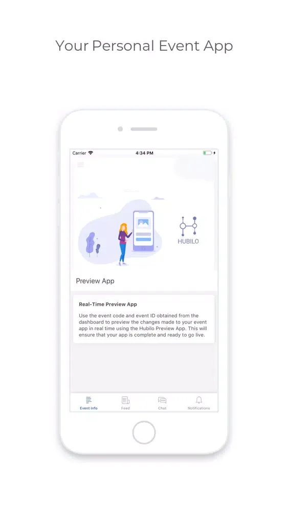 Capturas de tela do Hubilo Preview App