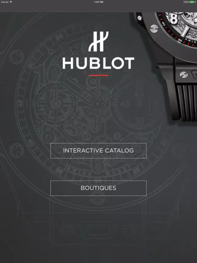 Capturas de tela do Hublot Collection iPad 