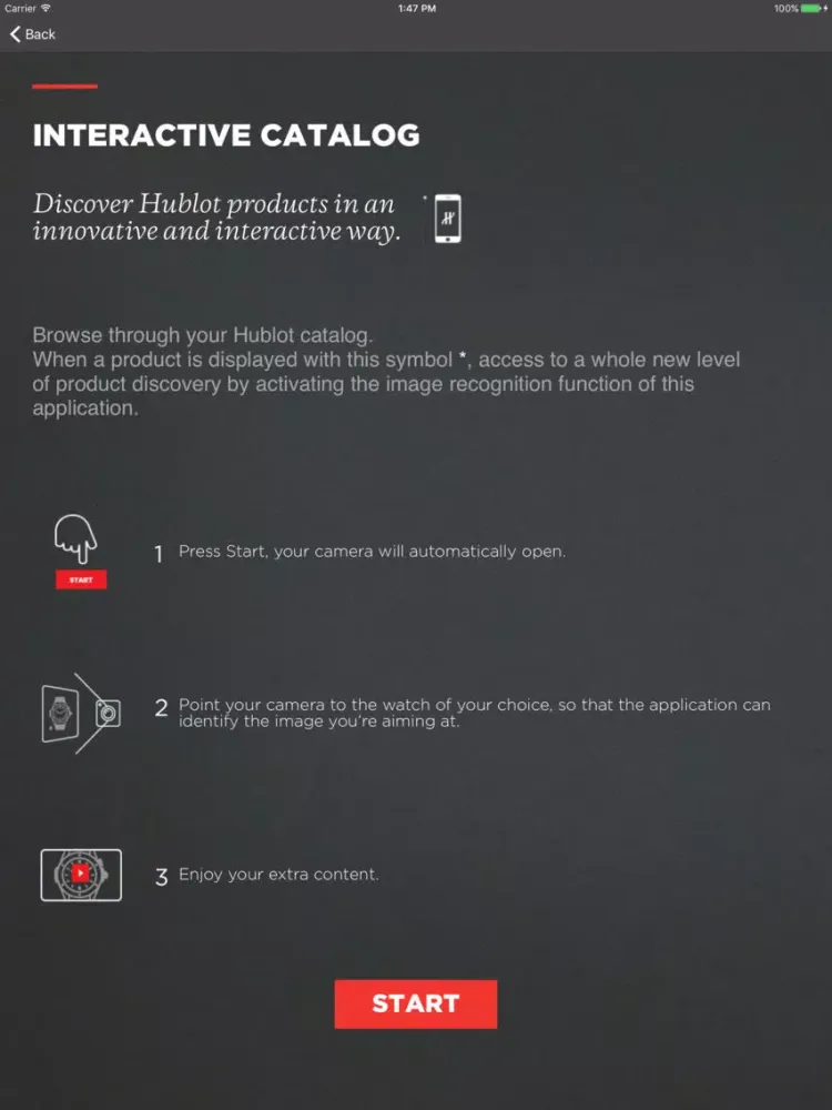 Capturas de tela do Hublot Collection iPad 