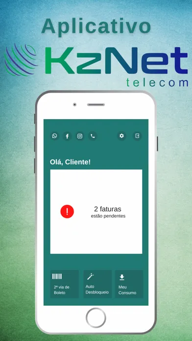 Capturas de tela do KzNet Telecom