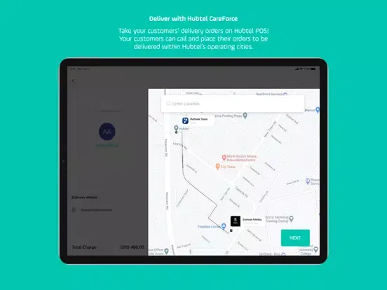 Ảnh chụp màn hình của Hubtel POS iPad 