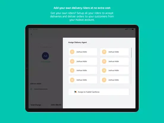 Ảnh chụp màn hình của Hubtel POS iPad 