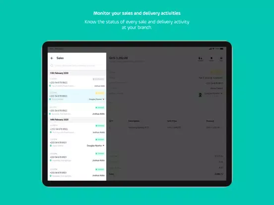 Ảnh chụp màn hình của Hubtel POS iPad 