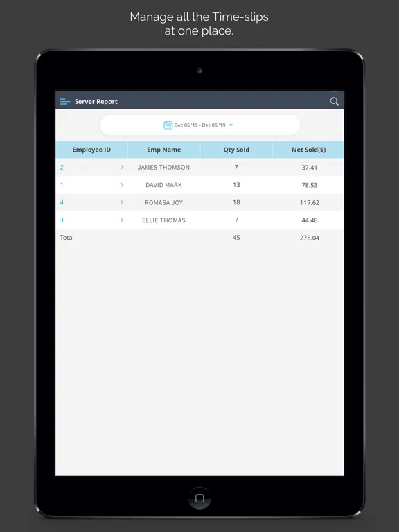 Capturas de tela do Zip POS Dashboard iPad 