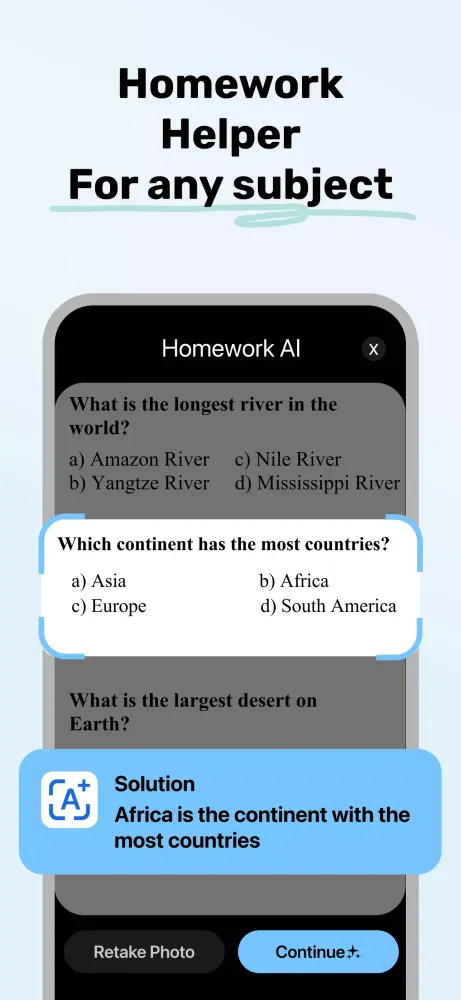 Скриншоты Homework AI