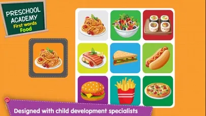 ภาพหน้าจอของ First Words Food - English : Preschool Academy educational game lesson for young children