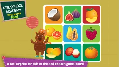 ภาพหน้าจอของ First Words Food - English : Preschool Academy educational game lesson for young children