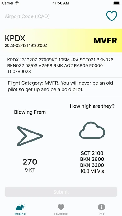 Ảnh chụp màn hình của METAR AF