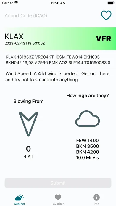 Ảnh chụp màn hình của METAR AF