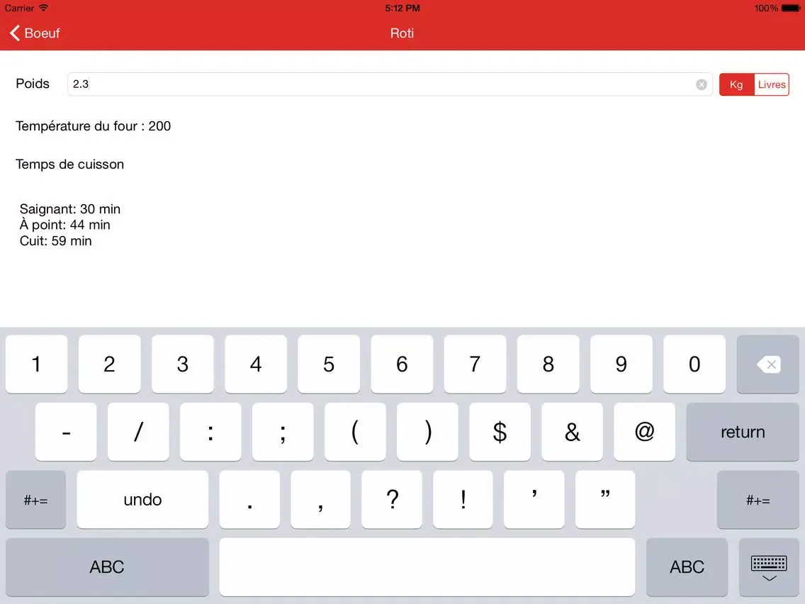 Temps de cuisson iPad 应用截图