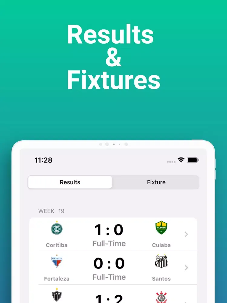 Brasileirão Resultados ao vivo iPad  Screenshots