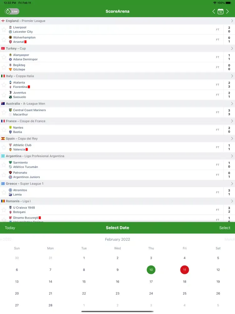 Zrzuty ekranu ScoreArena - Live Scores iPad 